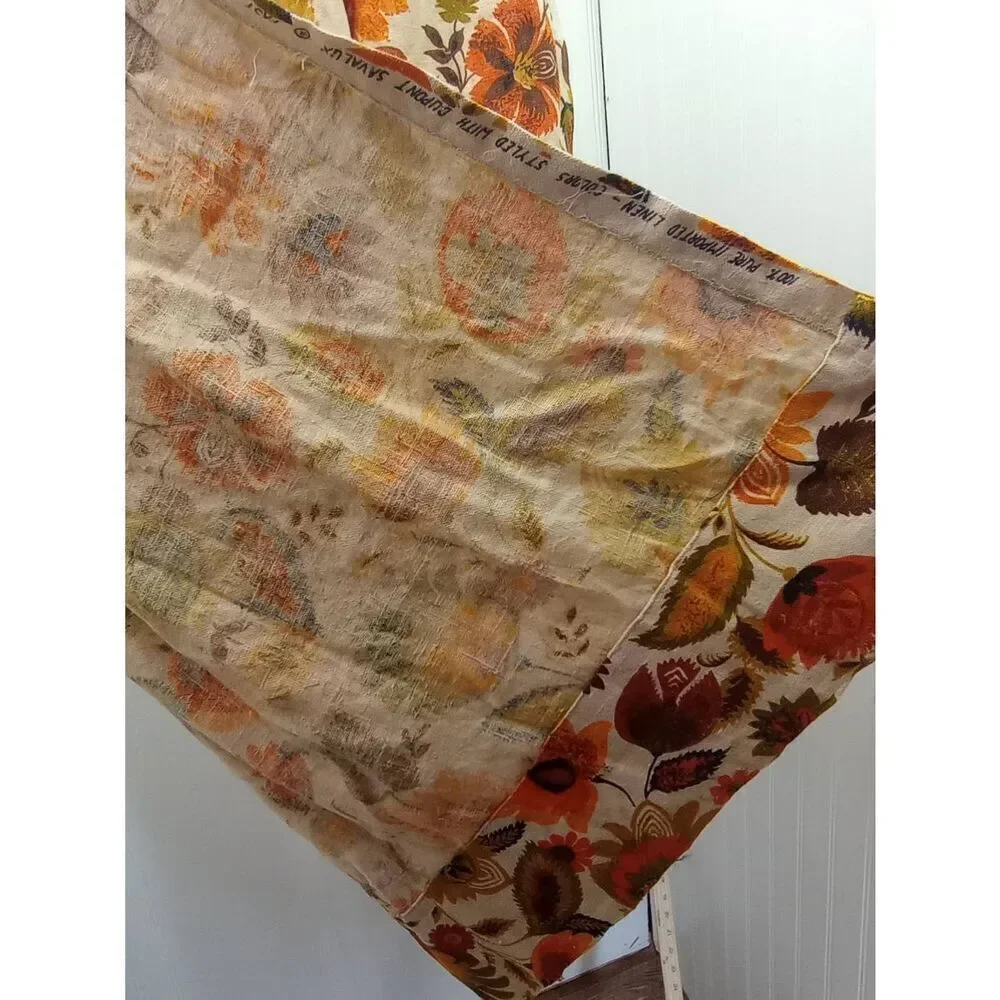 Vintage Dupont 100% linen, groovy pinch pleat curtain panel, please read